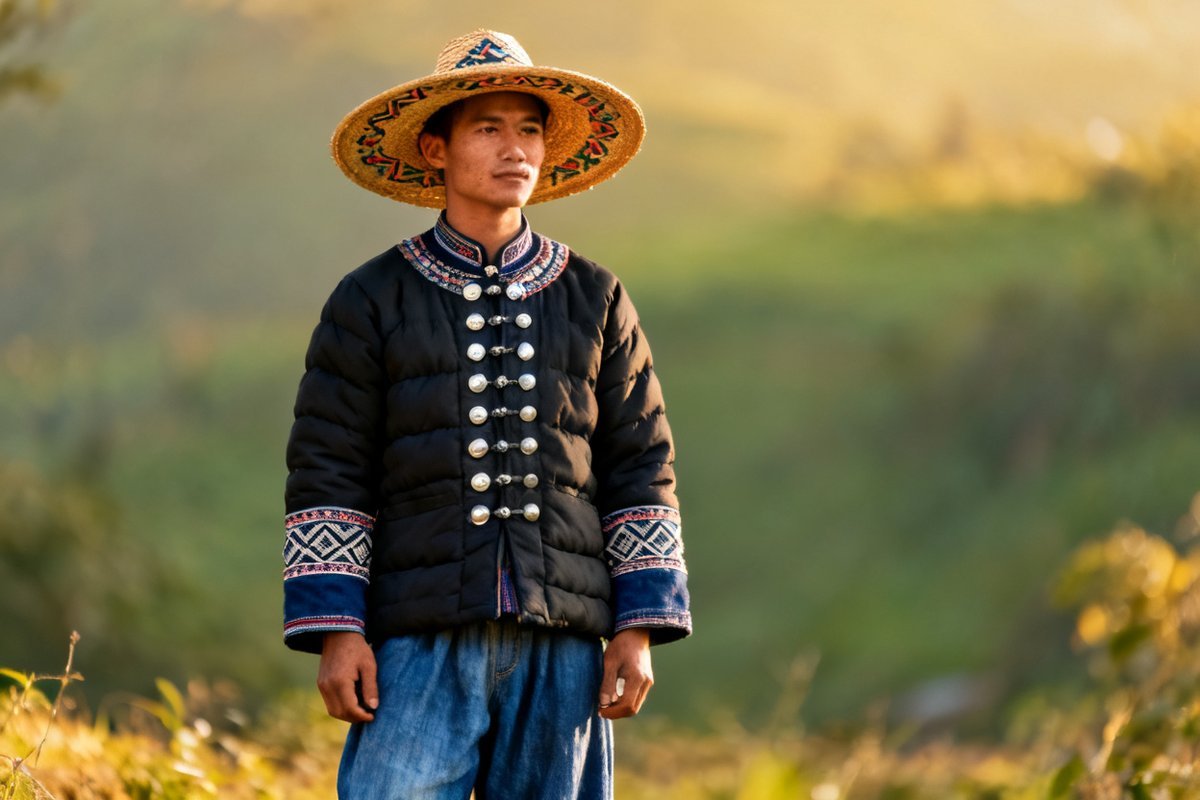 Blang male traditional clothing and headwear