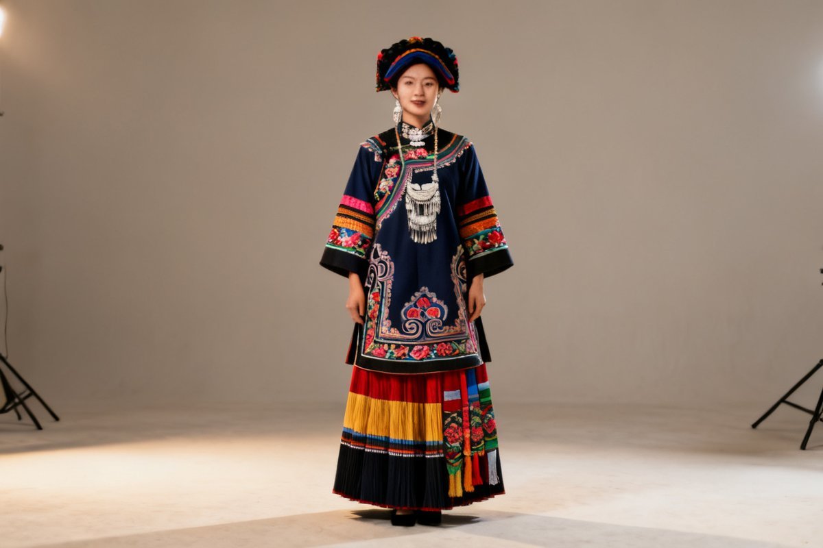 Buyei female traditional clothing and silver ornaments