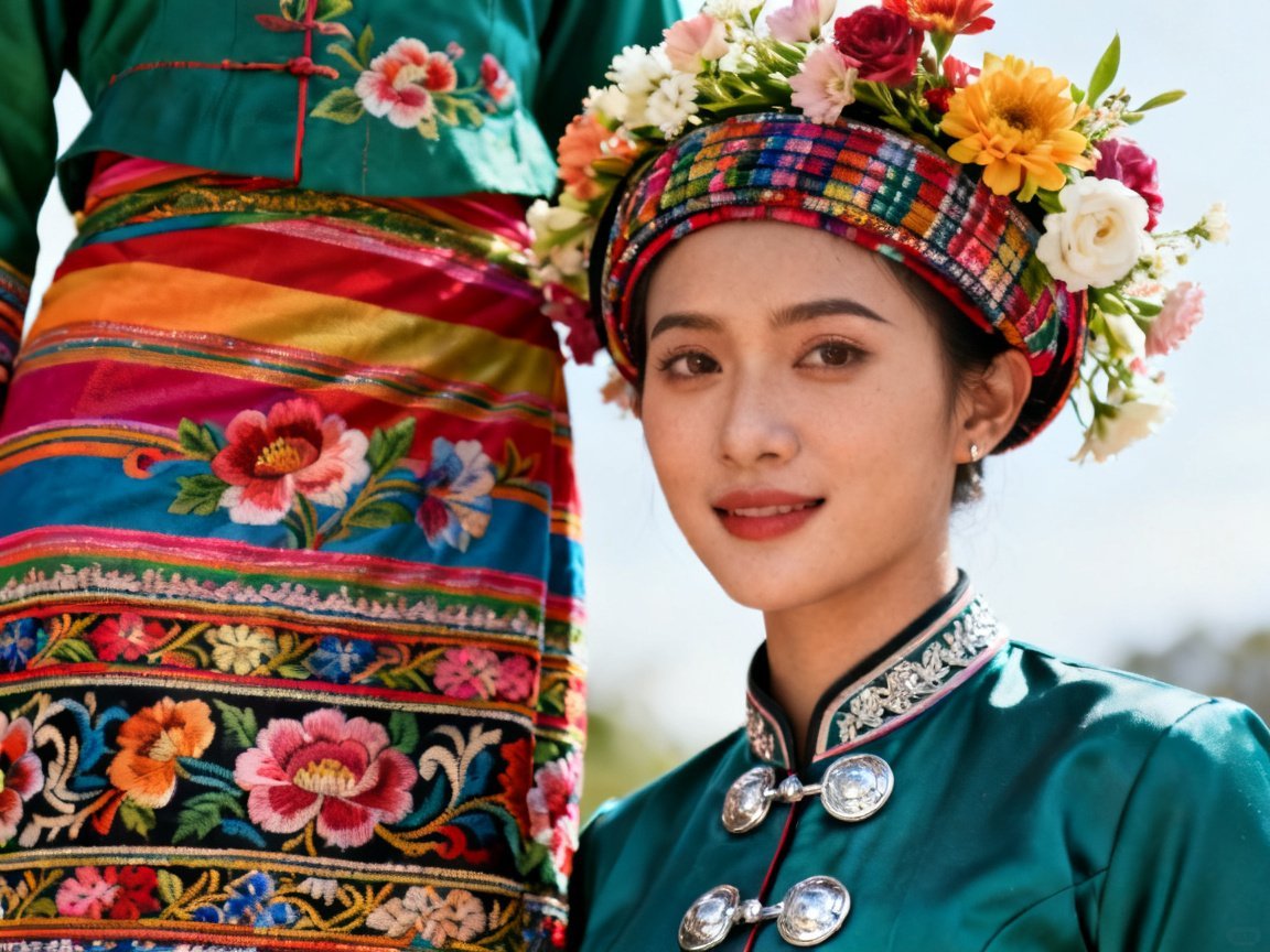 Dai traditional clothing and textile details