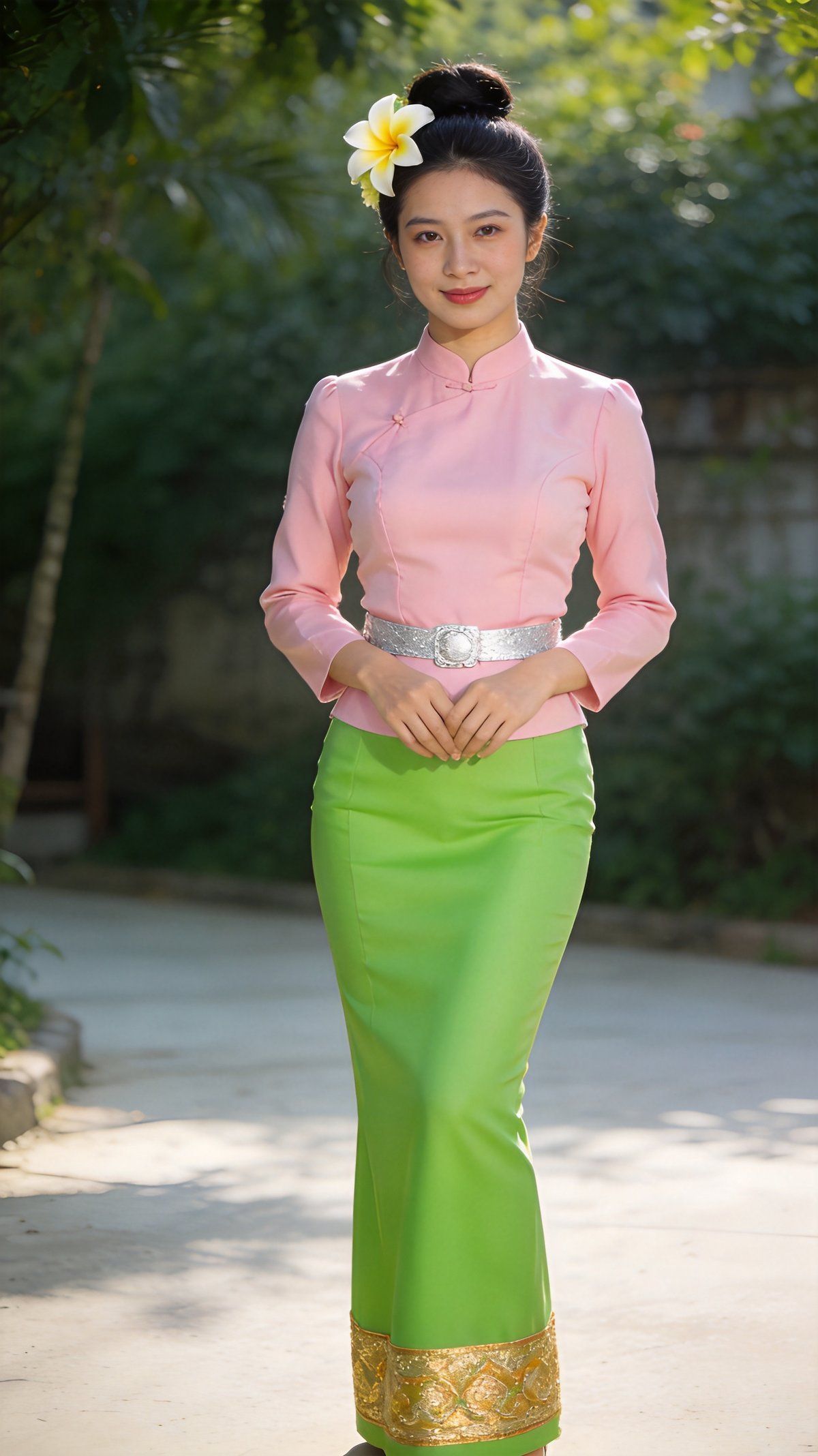 Dai female traditional clothing and silver ornaments