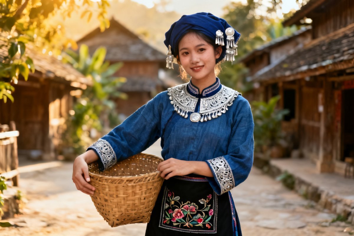 De'ang female traditional clothing and silver ornaments