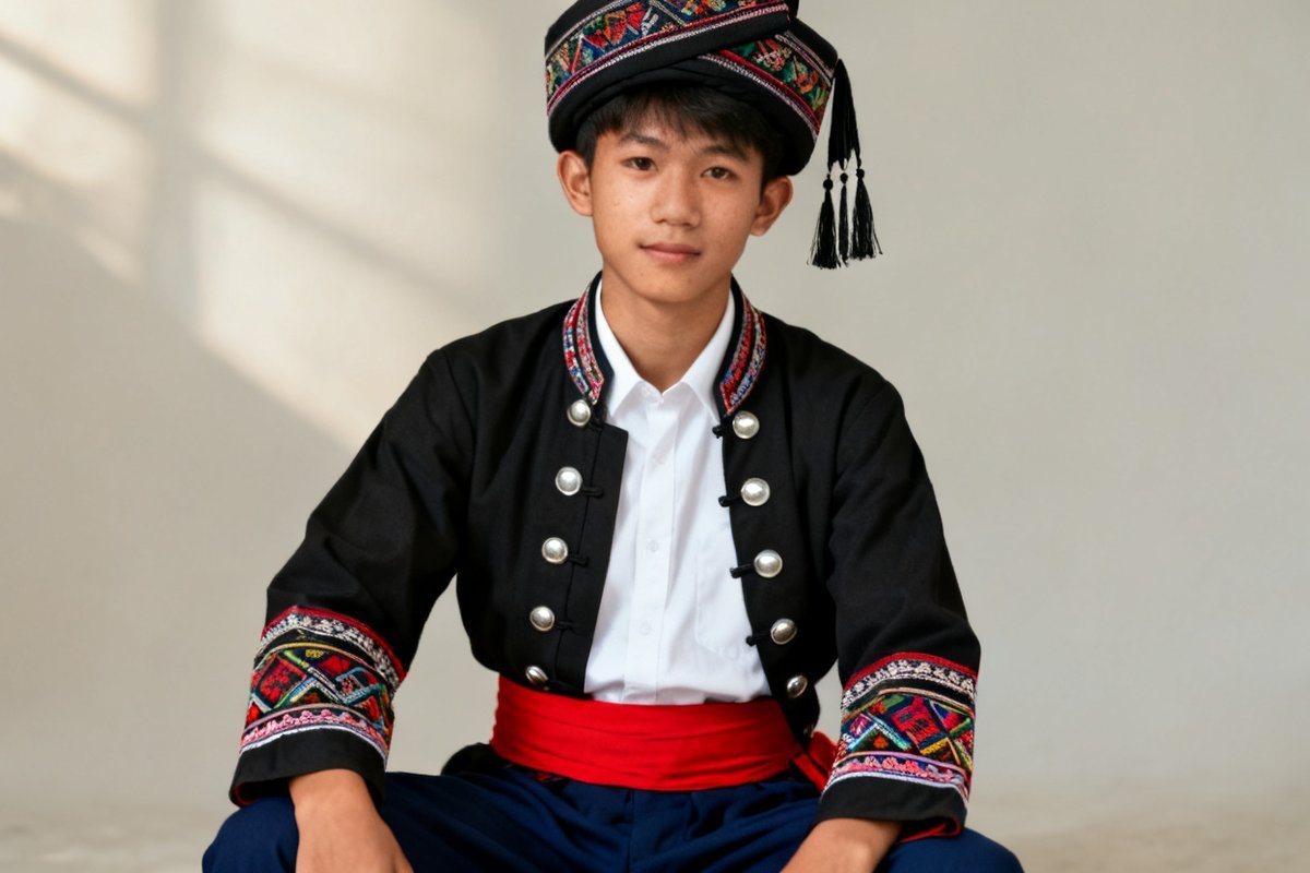 De'ang male traditional clothing and headwear