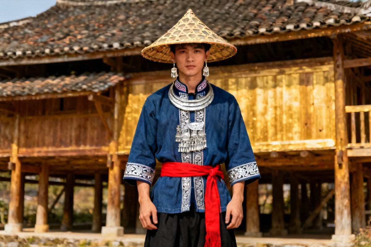 Dong male traditional clothing and headwear