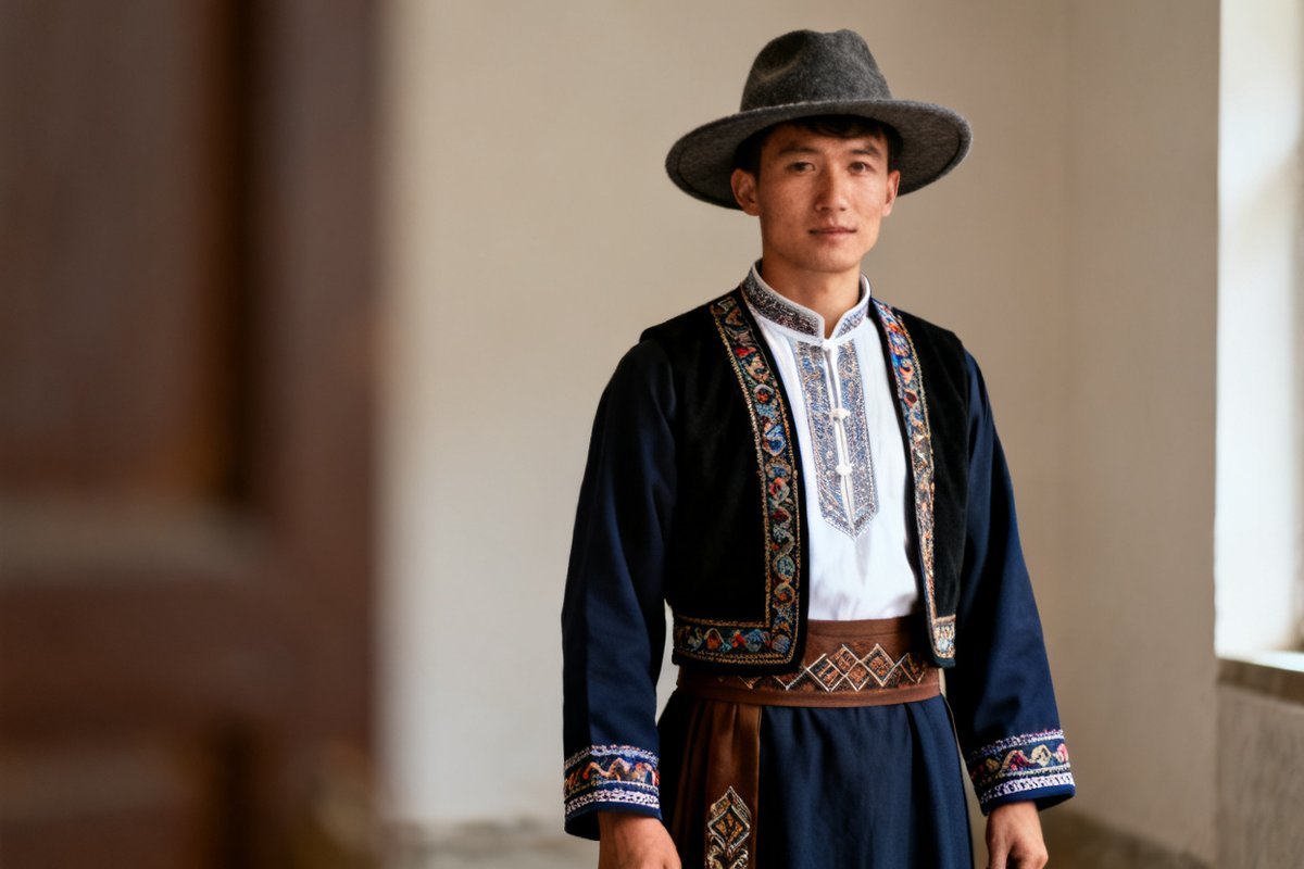 Dongxiang male traditional clothing and headwear