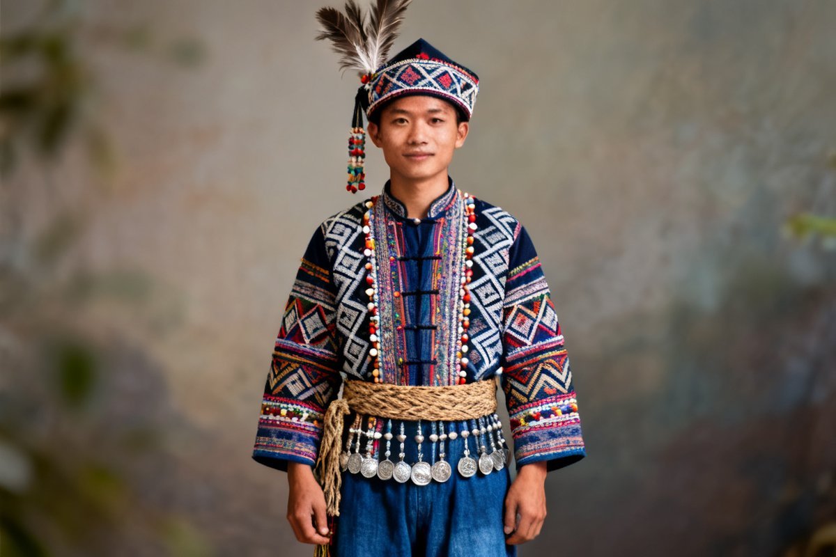Gaoshan male traditional clothing and headwear