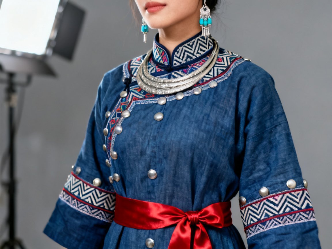 Gelao female traditional clothing and silver ornaments
