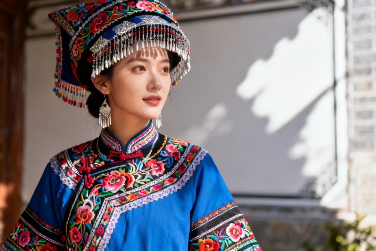 Gin female traditional clothing and silver ornaments