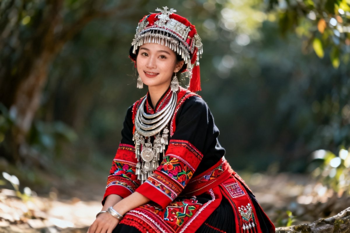 Lahu female traditional clothing and silver ornaments