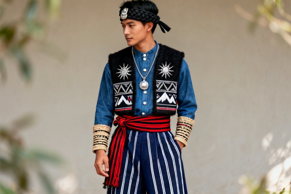 Lahu male traditional clothing and headwear