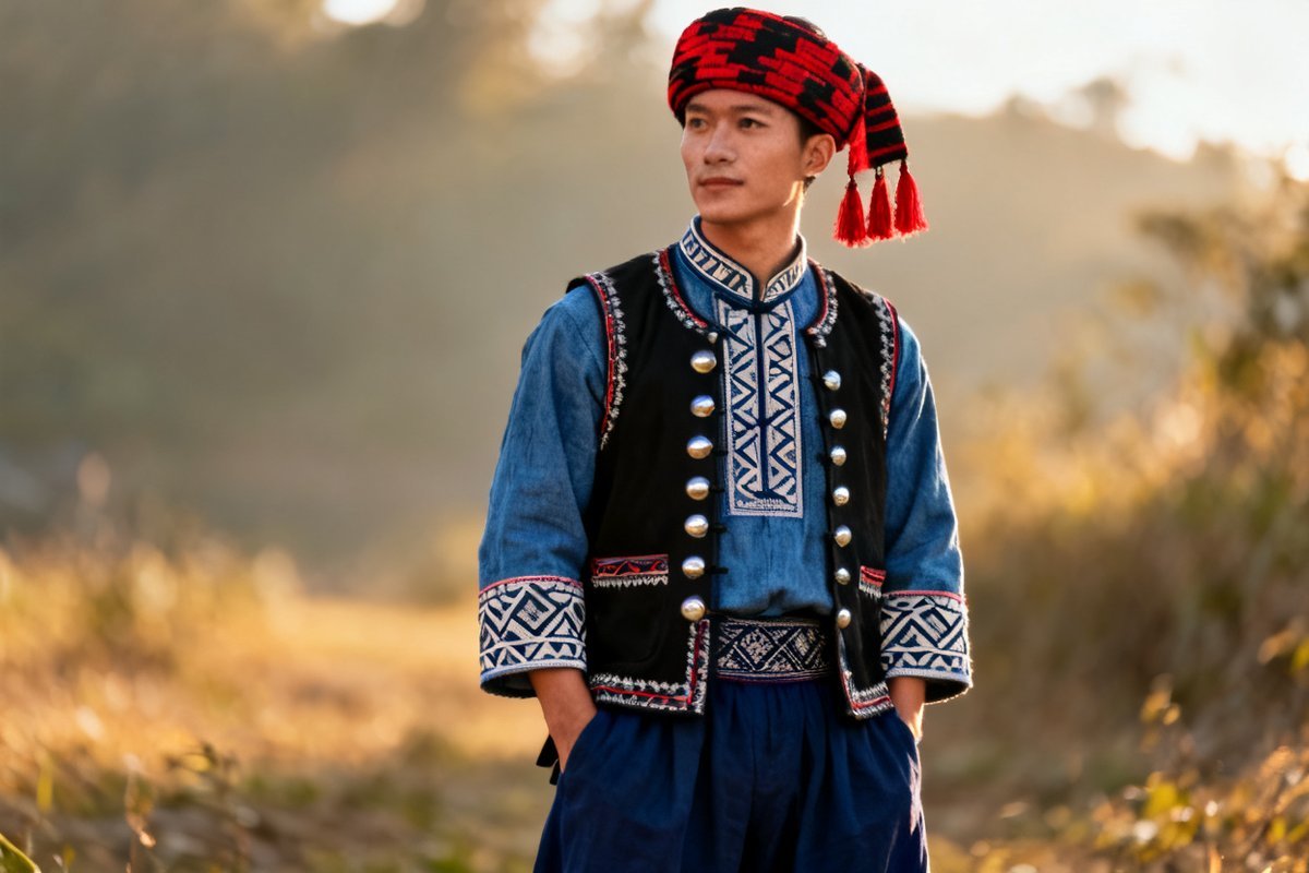 Li male traditional clothing and headwear