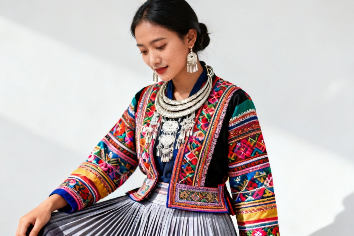 Lisu female traditional clothing and silver ornaments