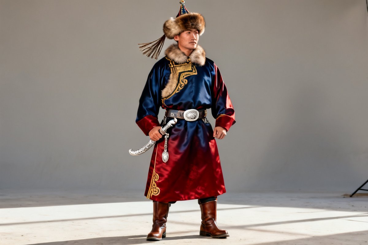 Mongolian male traditional clothing and headwear