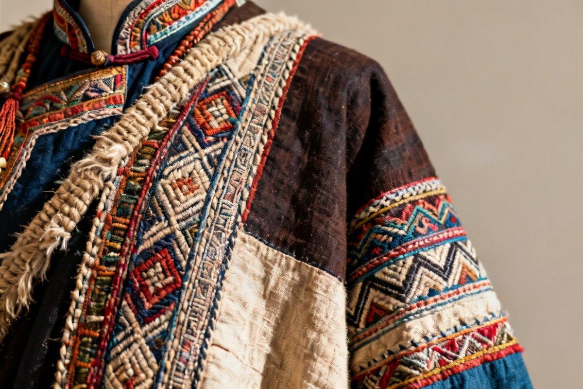 Qiang traditional clothing and textile details