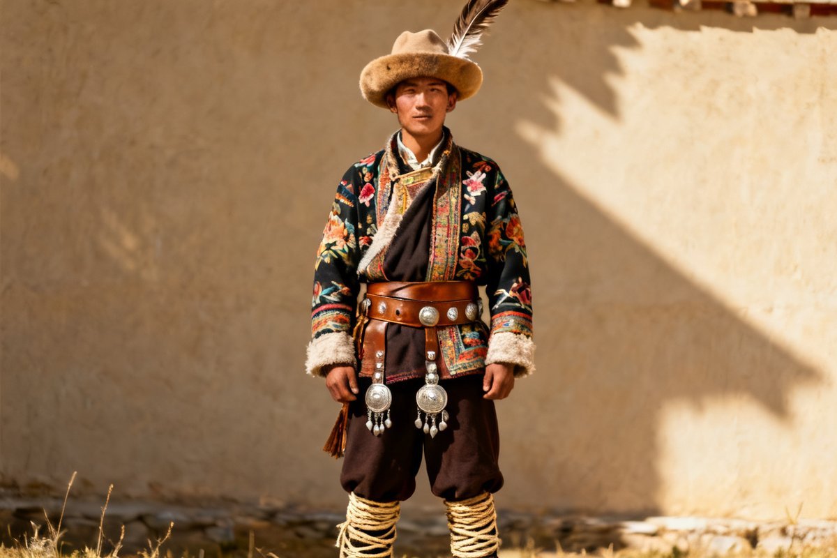 Qiang male traditional clothing and headwear