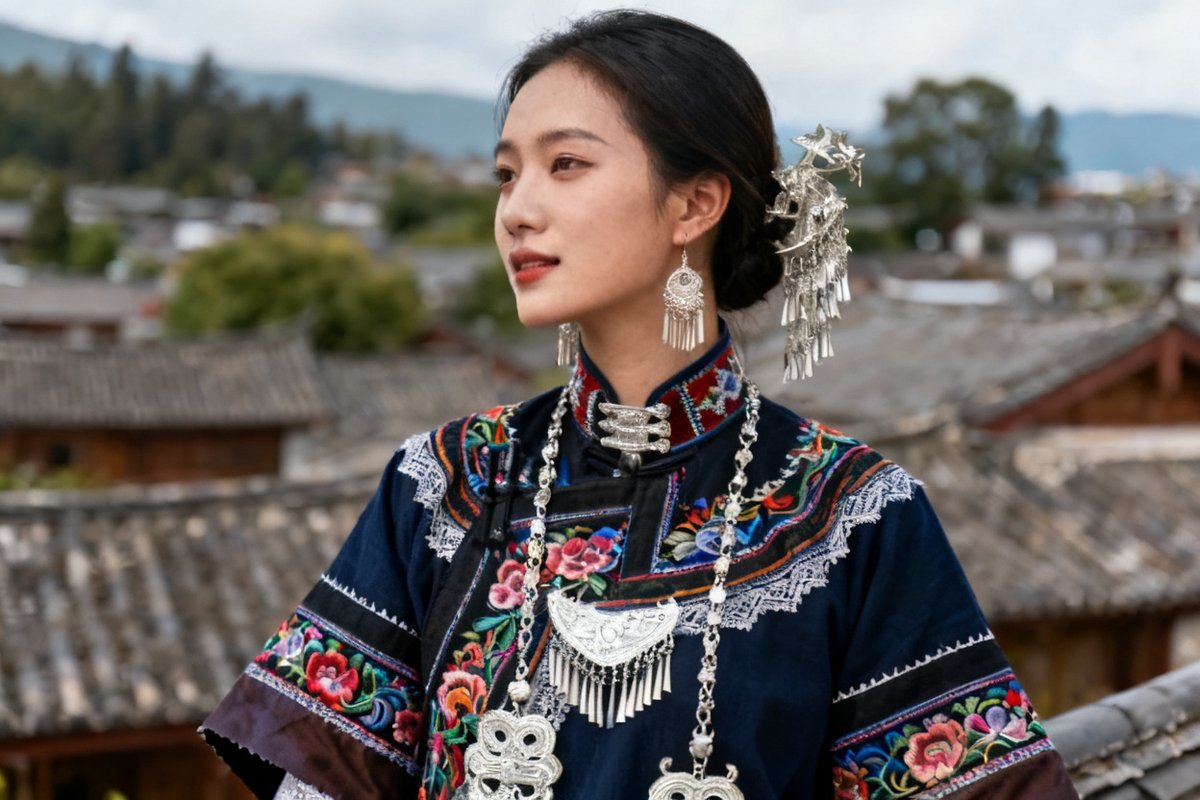 Shui female traditional clothing and silver ornaments