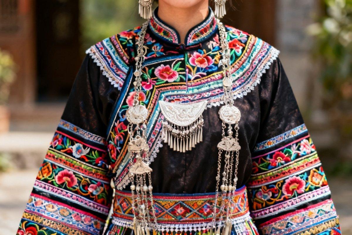 Yao traditional clothing and textile details
