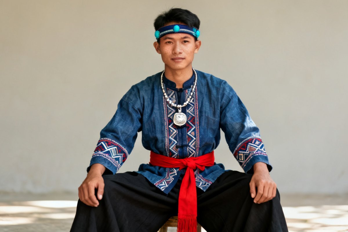 Yao male traditional clothing and headwear